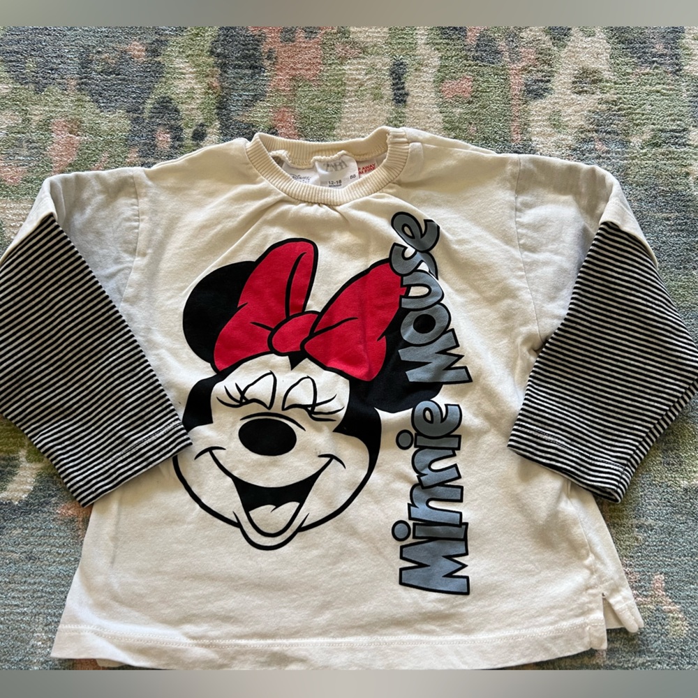 Zara Disney Minnie Mouse Kids Shirt - White and Black